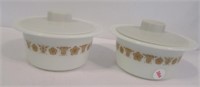 (2) Pyrex Butterfly Gold Round Butter Dishes with