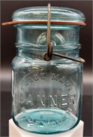 Antique Banner Aqua Wire Top Pint Fruit Jar