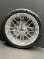 Vehicle Tire Wall Clock - Works! 10.5” diameter.