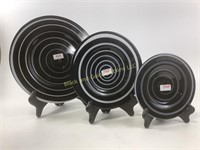 Pier One art glass plates with wood stands