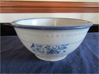 Blue & Grey Pottery Bowl 4" x 8" Dia