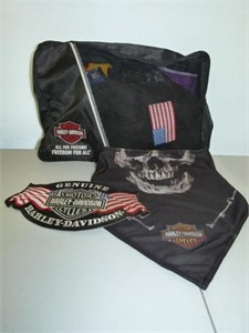 Harley-Davidson bag, riding face masks/hats patch
