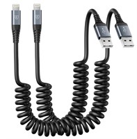 NEW 2PK 3FT Car IPhone Coil Lighting Charger Cable