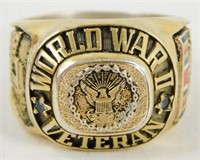 Large WW2 Veteran Sterling Silver Ring - Size 11,
