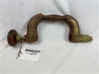 H.C.Clauser hand drill, Brass trim,wood frame