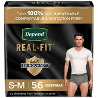 Depend Real Fit Men's Underwear  S/M  56 Ct