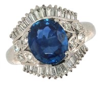 Platinum 4.52 ct Oval Sapphire & Diamond Ring