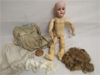 ANTIQUE BISQUE HEAD DOLL MARKED WALKURE: