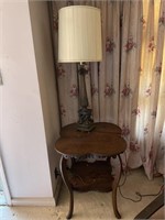 Carved Victorian side table and lamp