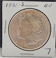 1921-S Morgan Silver Dollar- BU