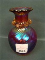 4 1/2” Tall Signed Ron Hansen Art Glass Vase – Red