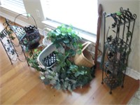MIsc lot of faux flowers and stands