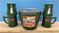 4 Pilsner Mugs & Ice Bucket