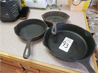 3 CAST IRON SKILLETS--1 WAGNER