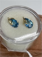 14K Pearl shaped blue topaz earrings