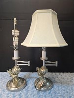 Silver toned swing arm lamps only 1 shade