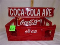 2 coke signs/plastic coke box