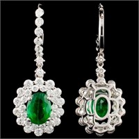 2.25ct Emerald & 2.28ctw Diam Earrings, 18K Gold