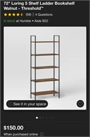 72" Loring 5 Shelf Ladder Bookshelf Walnut (NEW)