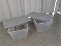(2) Clear Totes w/ Gray Lids