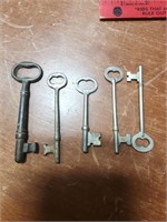 Set of Five Vintage Skeleton Keys