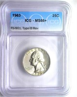 1963 FS-901 T-B Rev Quarter ICG MS66+ LISTS $600