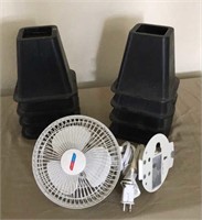 Bed risers and clip on fan