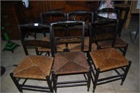 Set of 6 Tole painted pillow back dining chairs