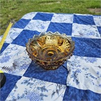 Vintage Fenton Hobnail Colonial Amber Candy Dish