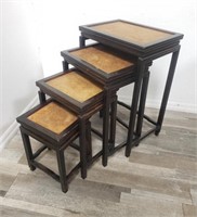 Vintage carved wood nesting tables with