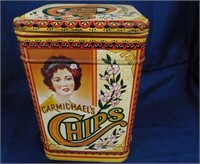 1980's Carmichael's Chips tin, container Mfg.