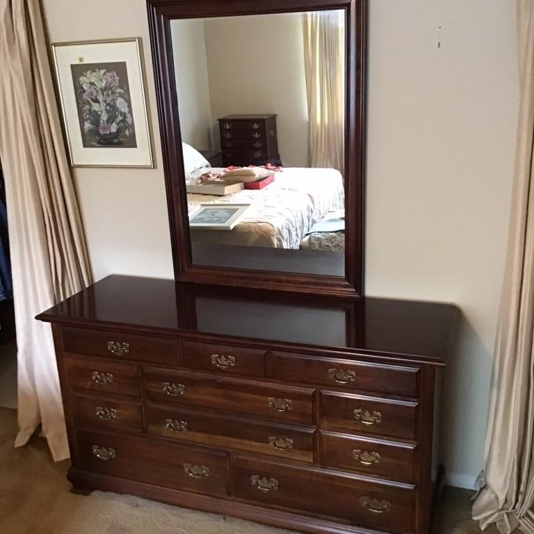 VINTAGE WOOD DRESSER AND MIRROR