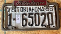 Fred Jones License Cover w/ 1958 Oklahoma Plate