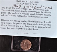 1863 Civil War Indian Head Cent - XF