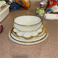 Anchor Hocking & Fire King Gilded serving dishes