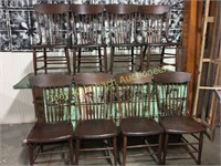 -set of 8 solid wood antique dining chairs