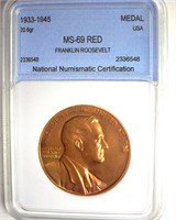 1933-1945 Medal NNC MS69 RD Franklin Roosevelt