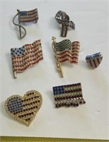 Vintage Rhinestone American Flag pins