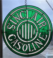 SINCLAIR GASOLINE STAINED GLASS/PLASTIC  17" ROUND