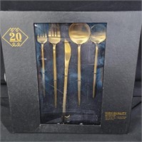 Matte Gold Silverware Set for 4, 20 Pieces