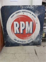 VINTAGE "RPM MOTOR OIL" ADVERTISEMENT SIGN ON