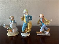 3 PORCELAIN CLOWNS