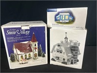 Department 56 Snow Village Church and barn with
