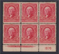 US Stamps #301 Mint HR Plate Block of 6 1902 issue