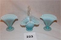 BLUE HOB NAIL BASKET & FAN DISHES