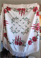 Vintage 60" Christmas Tablecloth with fringe