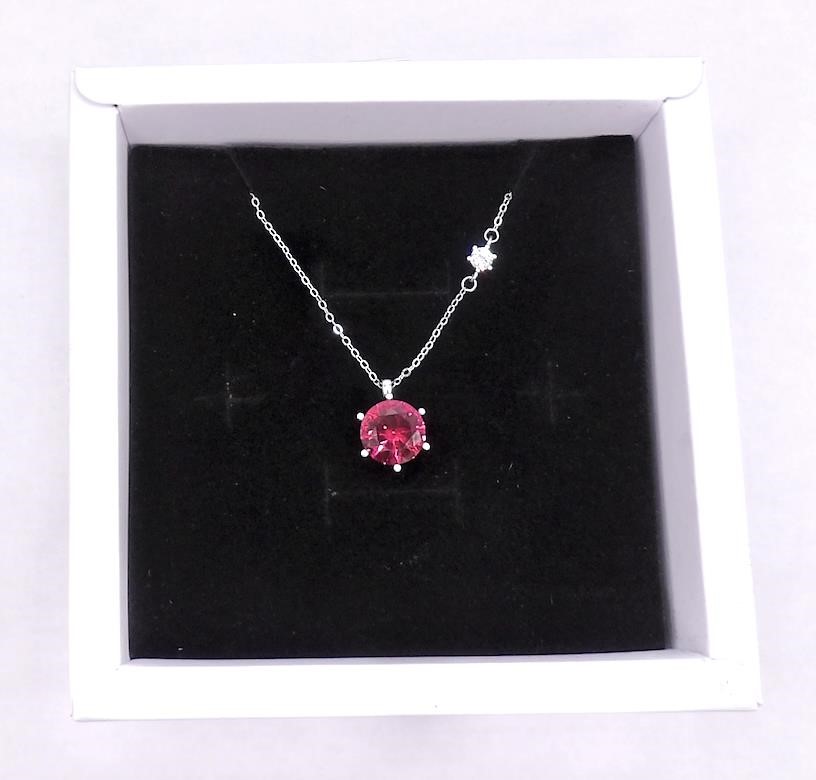 10.0mm Sterling Silver Red Ruby Necklace