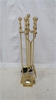 Solid Brass 5 Pc Fireplace Tool Set
