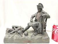 Metal sculpture "En Campaign"" spelter sculpture