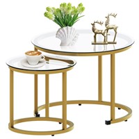 aboxoo Gold Nesting Coffee Table Set of 2, Small G